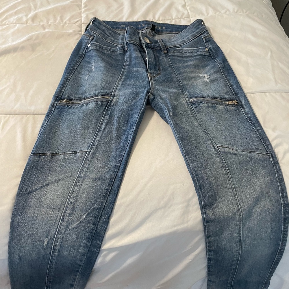 Distressed zipper detail skimmers from WHBM